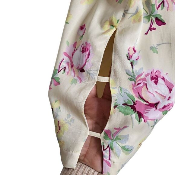 Zara Satin Effect Cut Out Sides Yellow Floral Mini Dress Size Medium - Picture 7 of 12